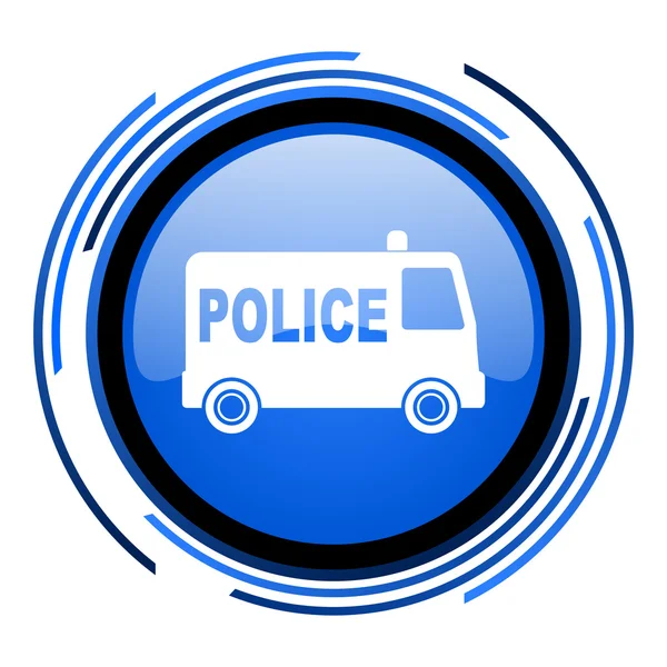 Полиция круг синий блестящий значок — стоковое фото