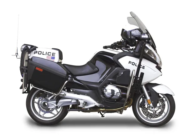 Полиция motorcycle - угол зрения стороне — стоковое фото